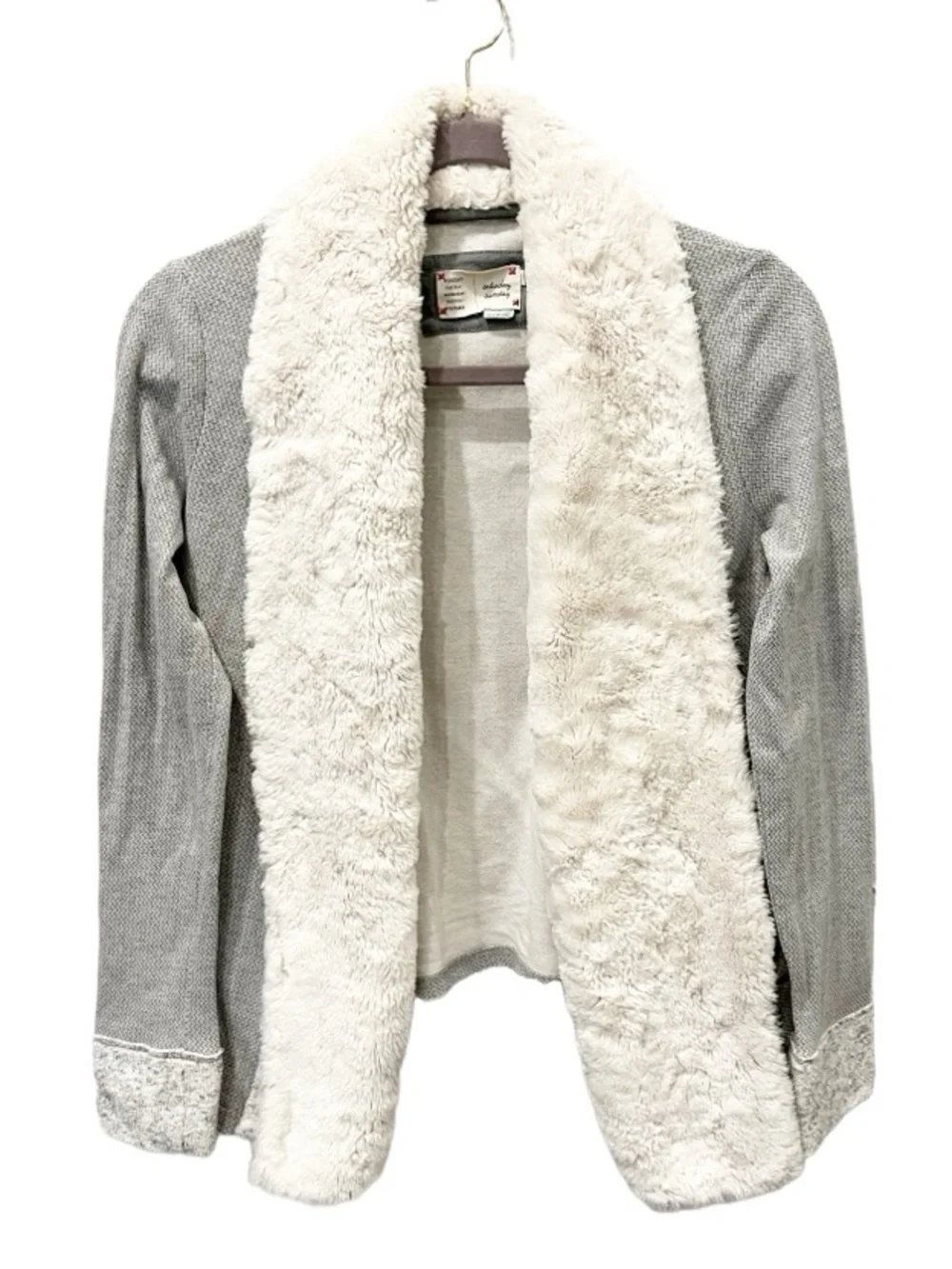Anthropologie Saturday Sunday Abrose Fur Collar Cardigan Sweater Size Large Cozy